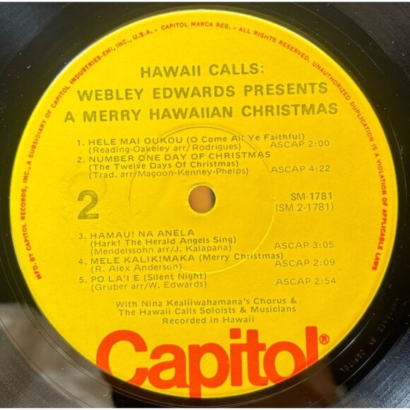 Webley Edwards Presents Hawaii Calls LP A Merry Hawaiian Christmas In Shrink - Picture 3 of 6